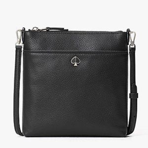 New Kate Spade Polly Small Swing Pack Shoulder bag Pebble Leather Black